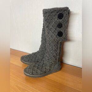 UGG Australia 3066 Lattice Cardy Womens Size 7 Charcoal Gray Knit Sweater Boots